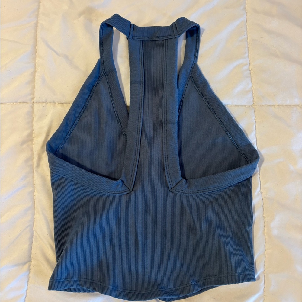 FP Movement Blue Ribbed Racerback Crop Top XS/S - Picture 4 of 5